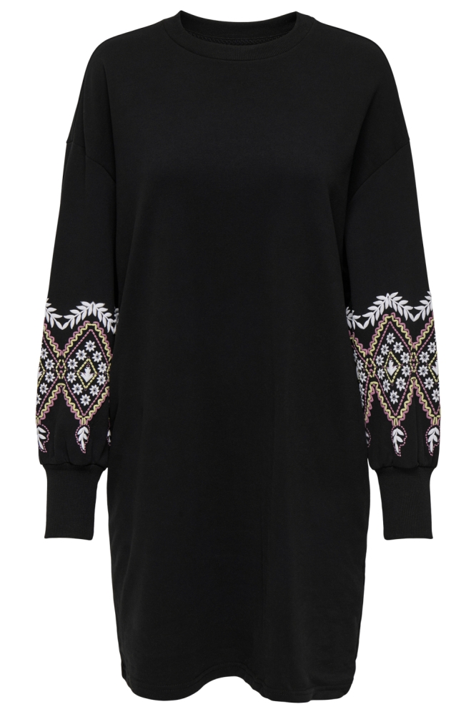 ONLBROOKE LS SHORT DRESS FLOWER SWT 15281818 BLACK/ETHNIC